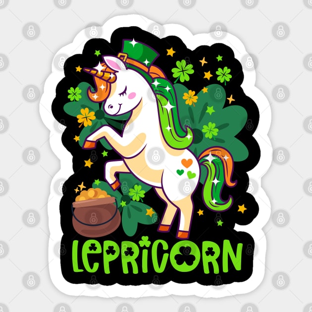 Unicorn Lepricorn St Patricks Day Leprechauns Girls Women Sticker by alcoshirts